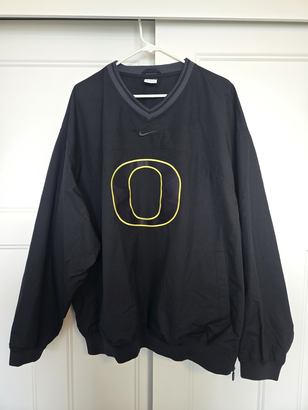 Nike Oregon Ducks V-Neck Windshirt Pullover Jacket Black XXL Side Zip